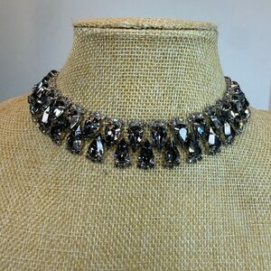 Gray Rhinestone Teardrop Choker